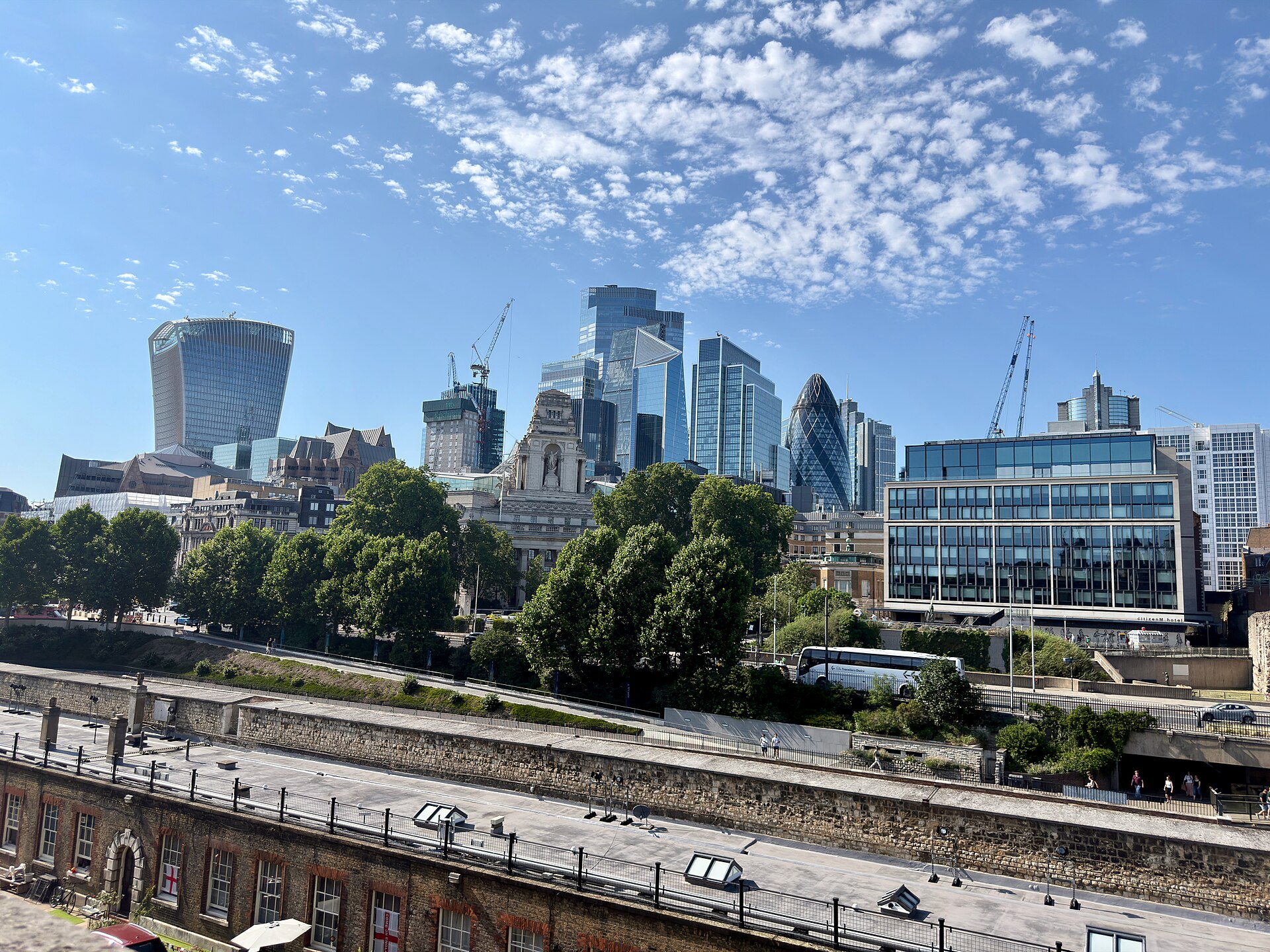 City of London financial district skyline seen from the Tower of London