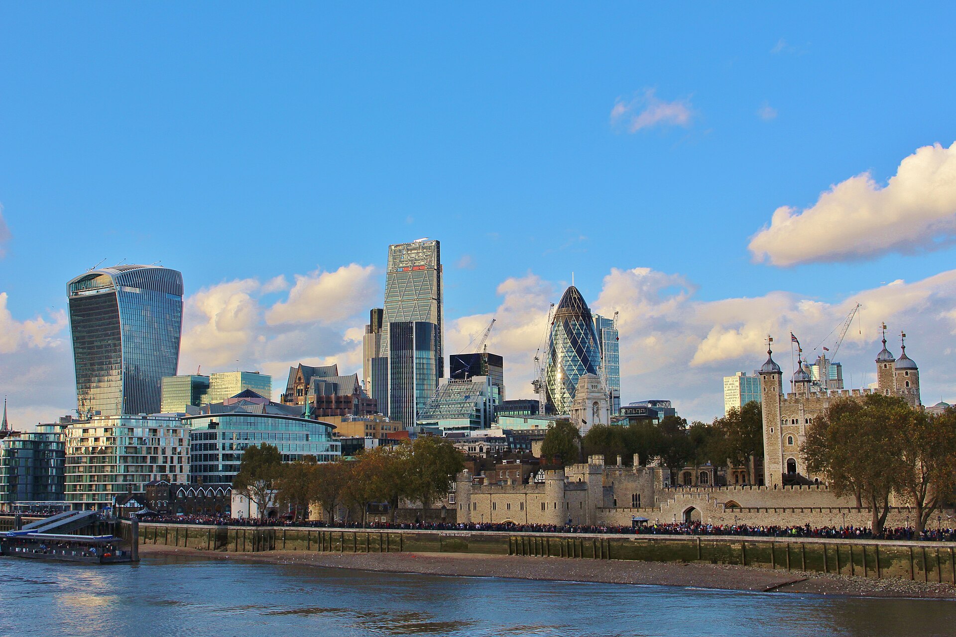 The skyline of the City of London financial district