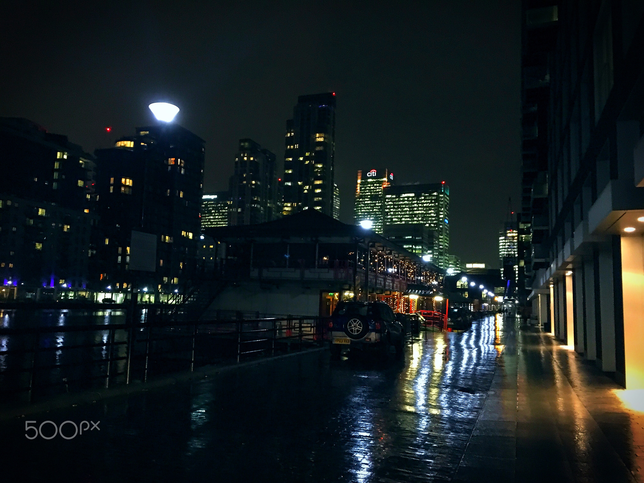 London's financial district at night