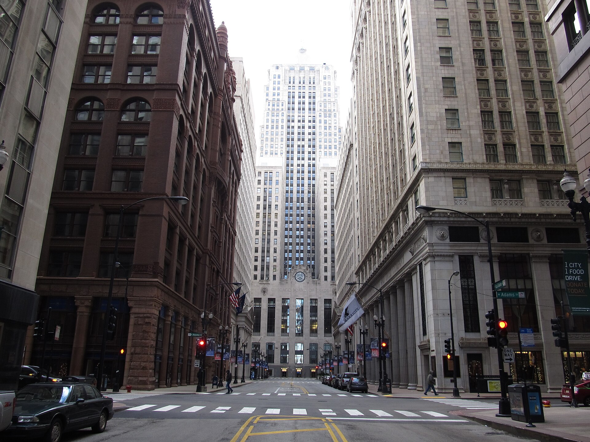 The Art Deco Chicago Board of Trade Building in the Chicago Loop