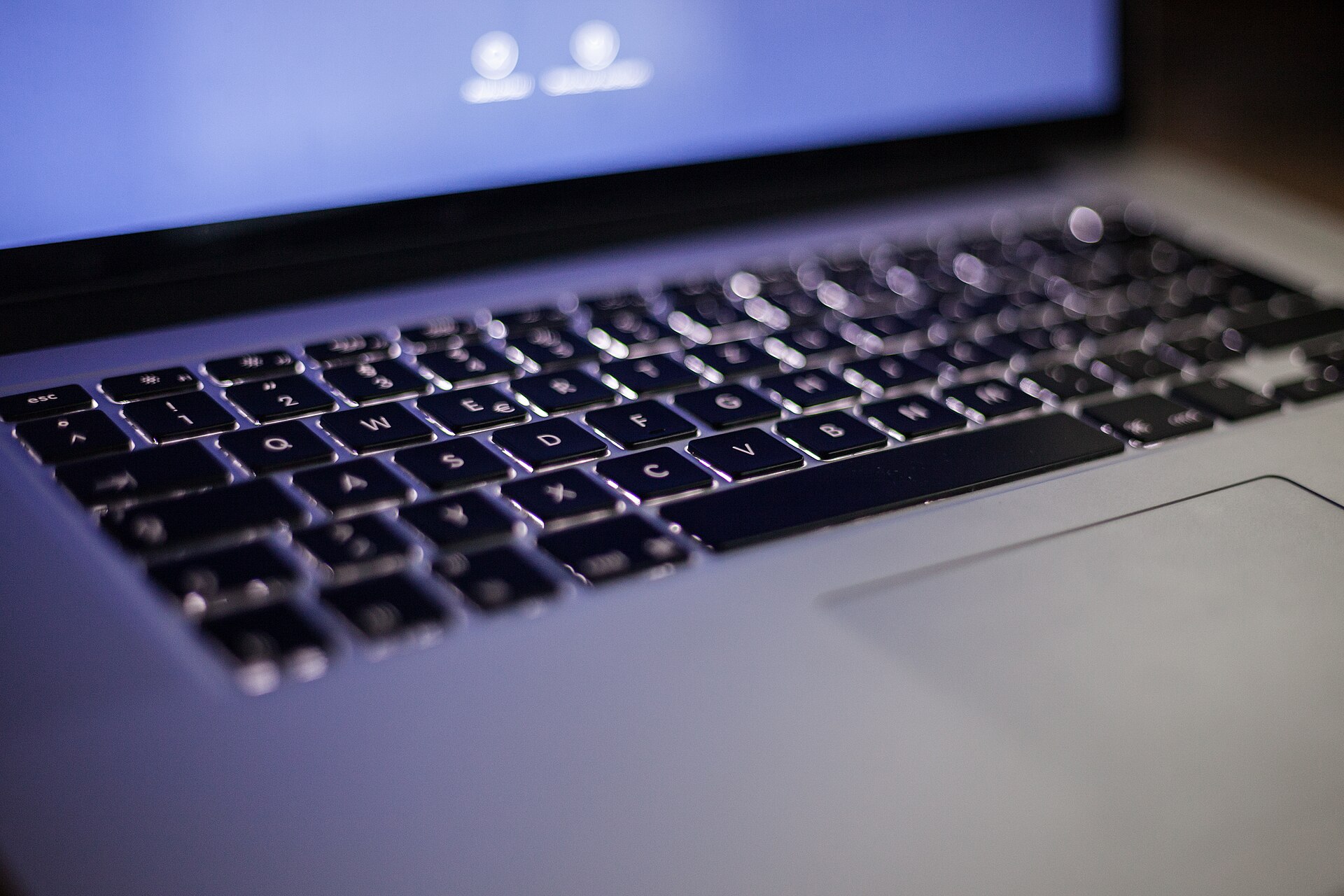 A backlit laptop keyboard