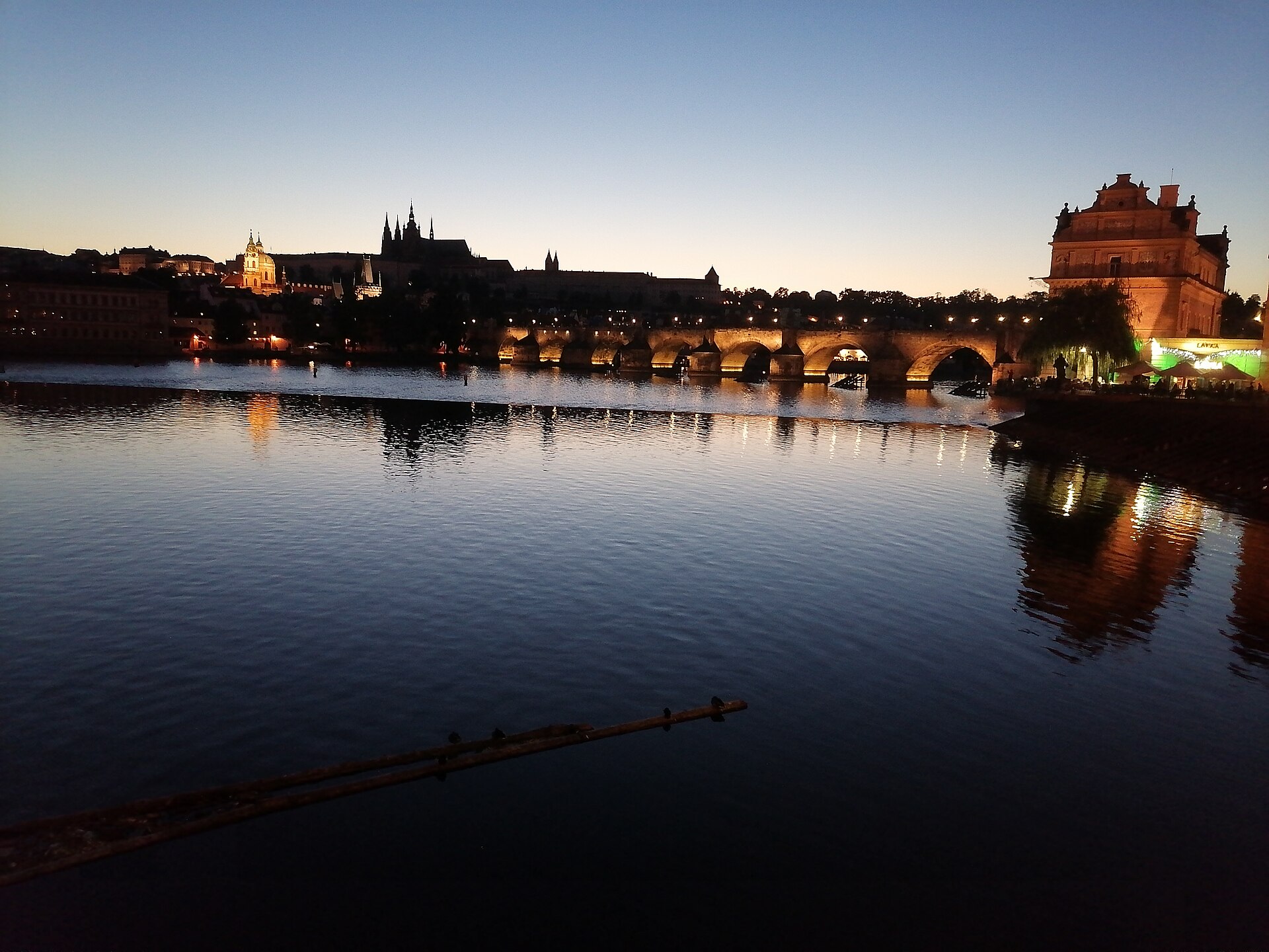 The Vltava River, Charles Bridge and Prague Castle in Prague