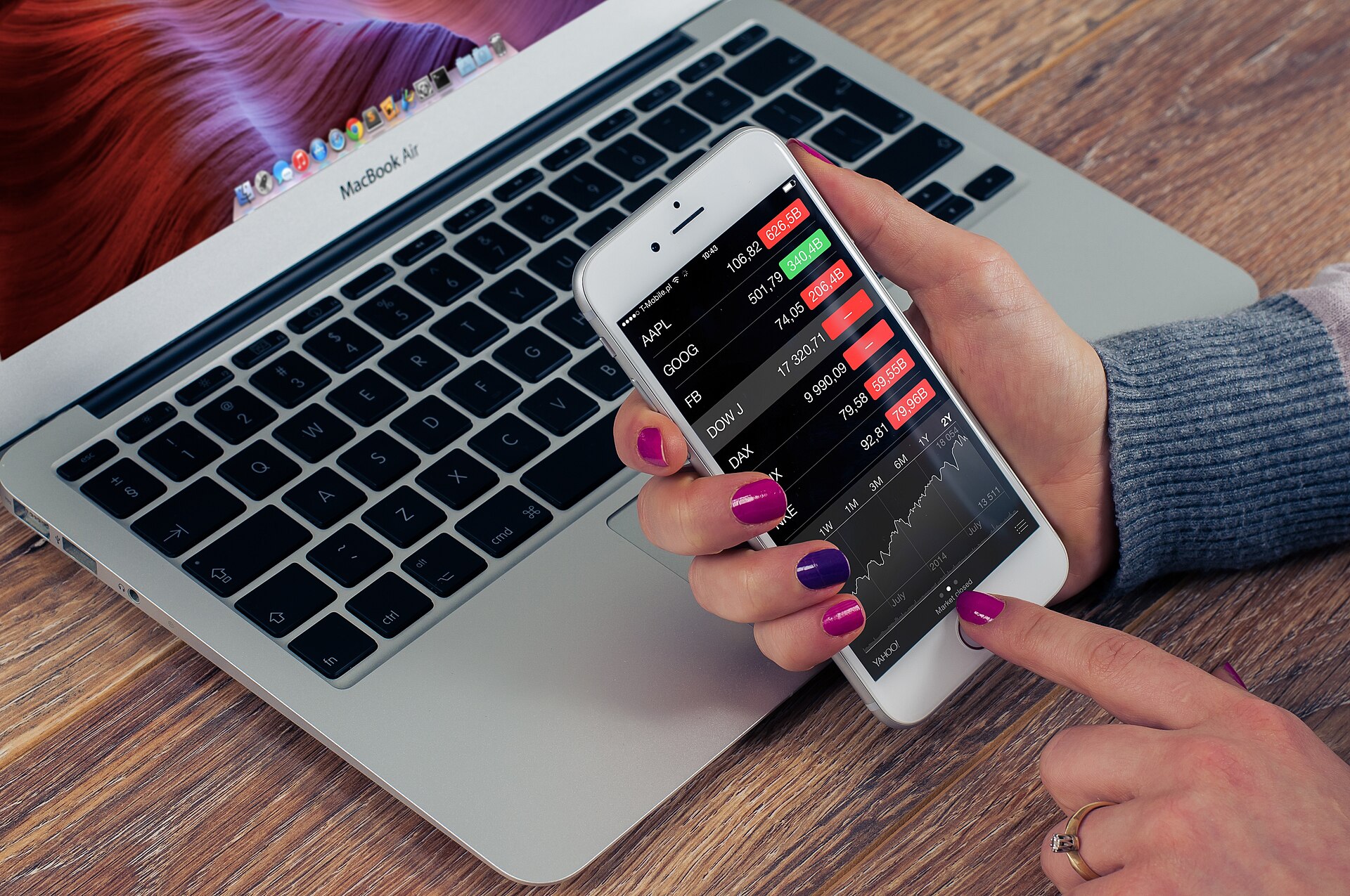 Stock market prices shown on a screen